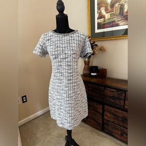 LOFT Black and White Textured Mini Dress